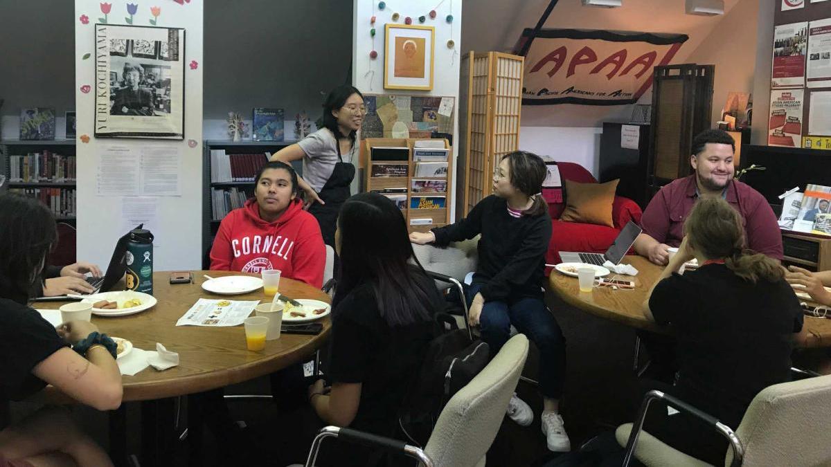 Students in the Asian-American Studies resource center