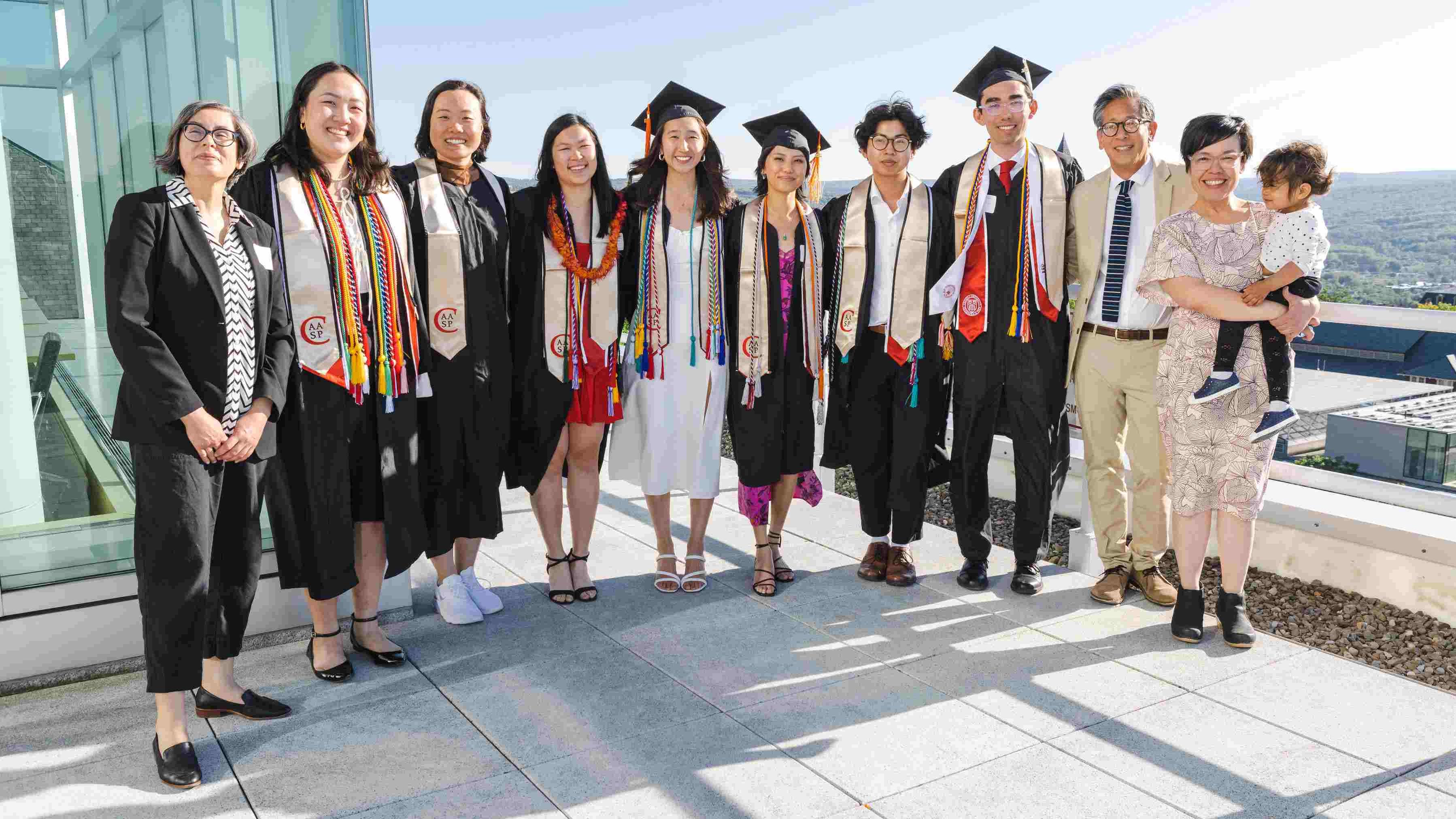 Class of 2022 Asian American Studies Minors and Faculty standing on balcony